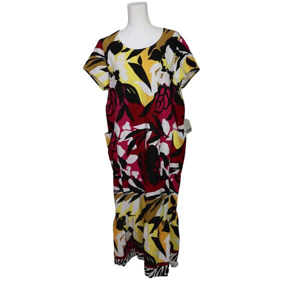 For Cynthia NWT Maxi Dress Lagenlook Linen Blend Hawaii Floral Island Beach XL - Picture 11 of 15